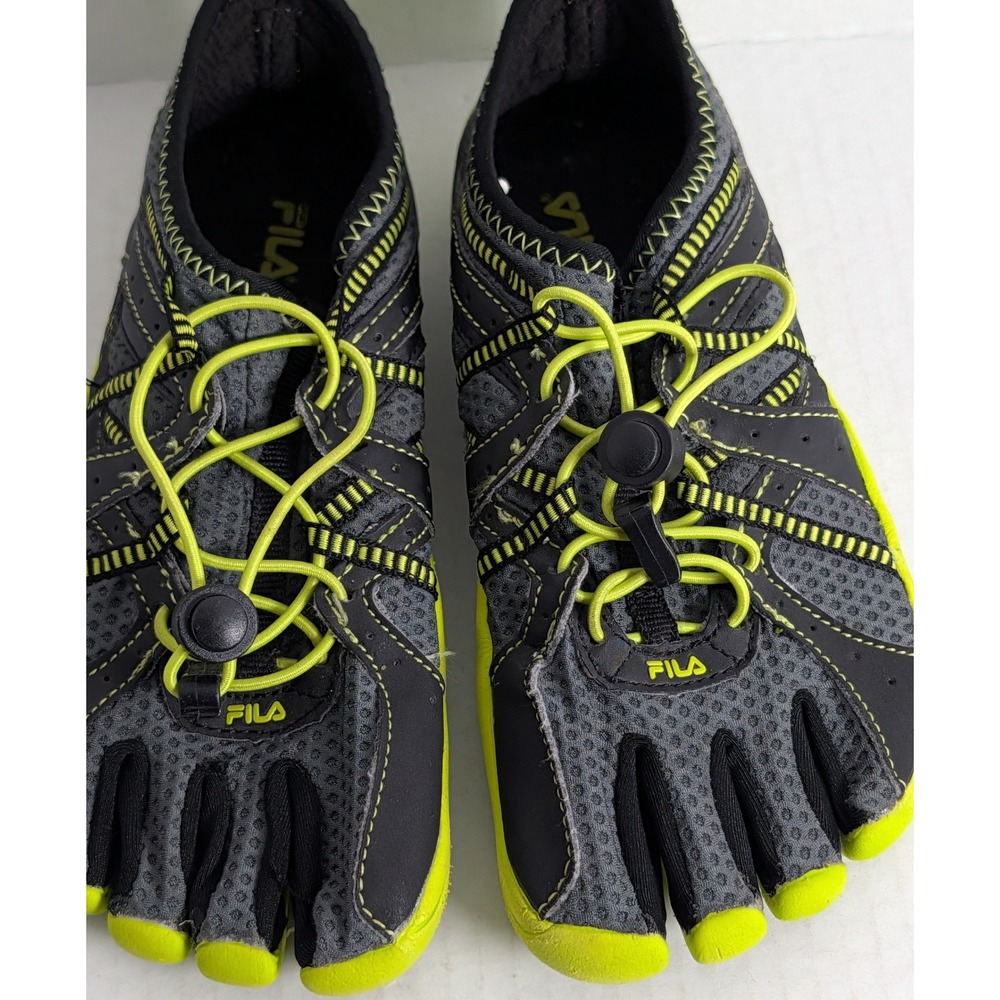 FILA Skele-Toes Boys Size 3 Water Shoes Gray Neon Green Five Finger Barefoot